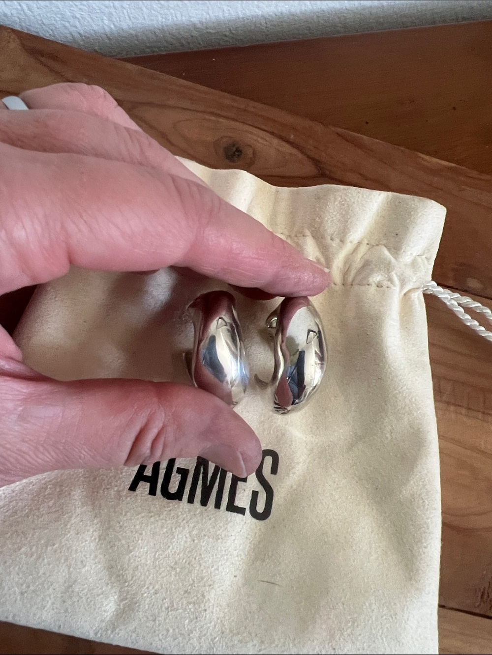 Agmes Sterling Silver Large Celia Hoop Earrings SOLD OUT - Picture 2 of 4